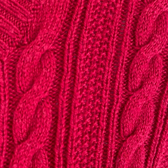 Eddie Bauer Womens Red Cable Knit Button Up Crew Neck Sweater. Sz-M - Picture 6 of 16